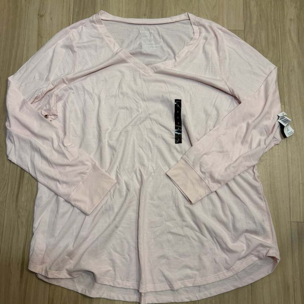 NWT Torrid Classic Fit V-Neck Long Sleeve T-Shirt Pink 3X
